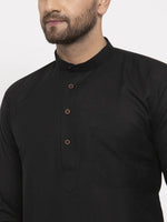 Thumbnail for Jompers Men's Black & White Solid Kurta Only - Distacart