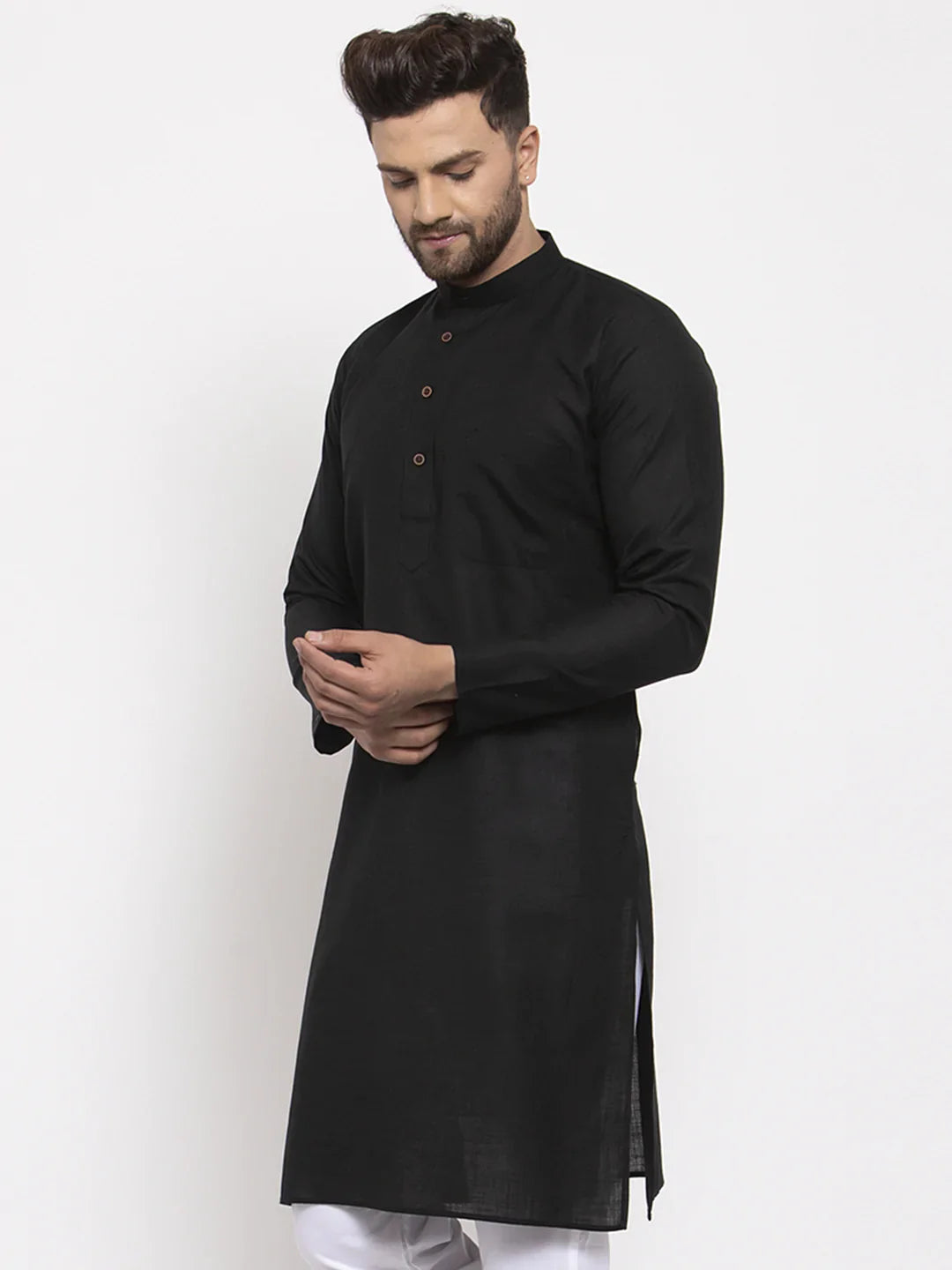 Jompers Men's Black & White Solid Kurta Only - Distacart