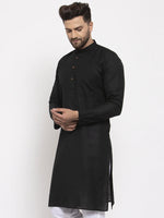 Thumbnail for Jompers Men's Black & White Solid Kurta Only - Distacart
