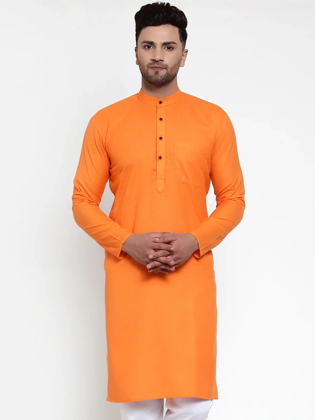 Jompers Men's Orange & White Solid Kurta Only - Distacart