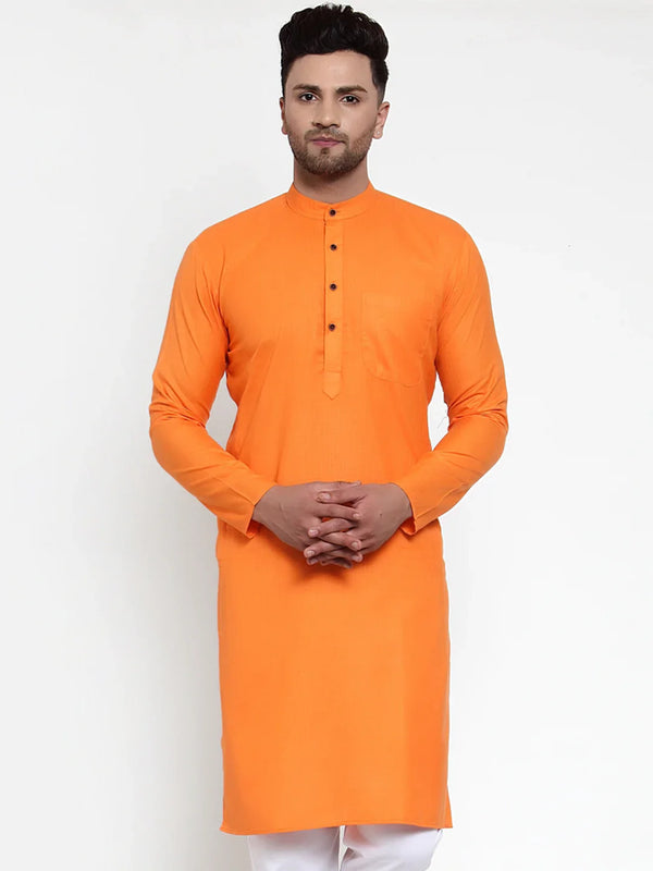 Jompers Men's Orange & White Solid Kurta Only - Distacart