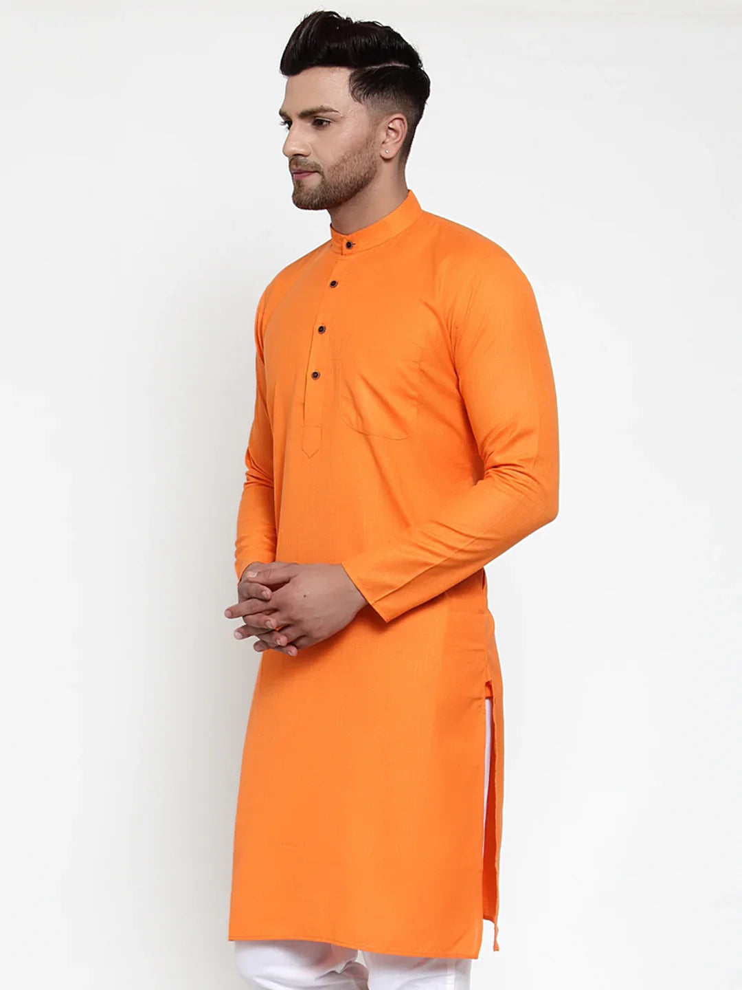 Jompers Men's Orange & White Solid Kurta Only - Distacart