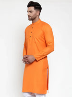 Thumbnail for Jompers Men's Orange & White Solid Kurta Only - Distacart