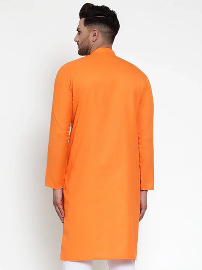 Jompers Men's Orange & White Solid Kurta Only - Distacart