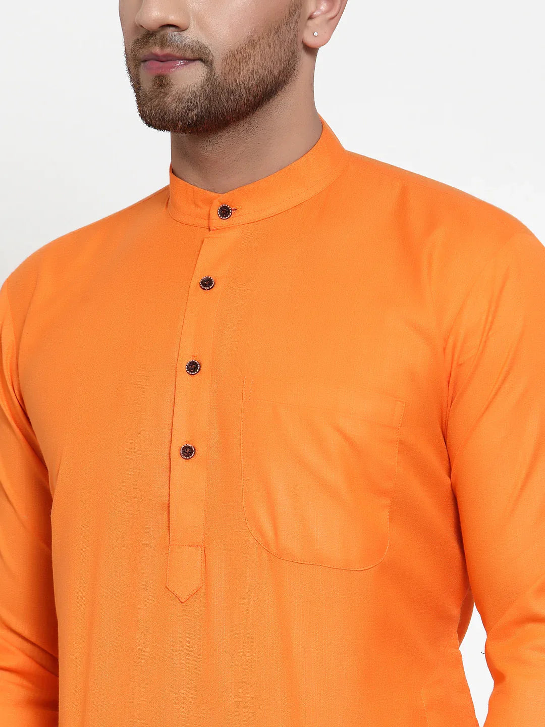 Jompers Men's Orange & White Solid Kurta Only - Distacart