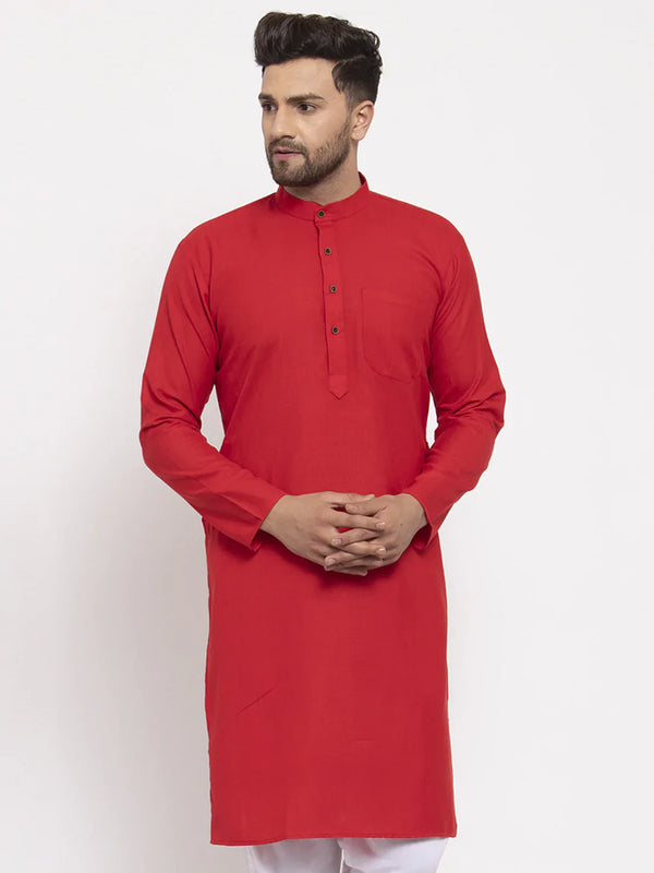 Jompers Men's Red & White Solid Kurta Only - Distacart