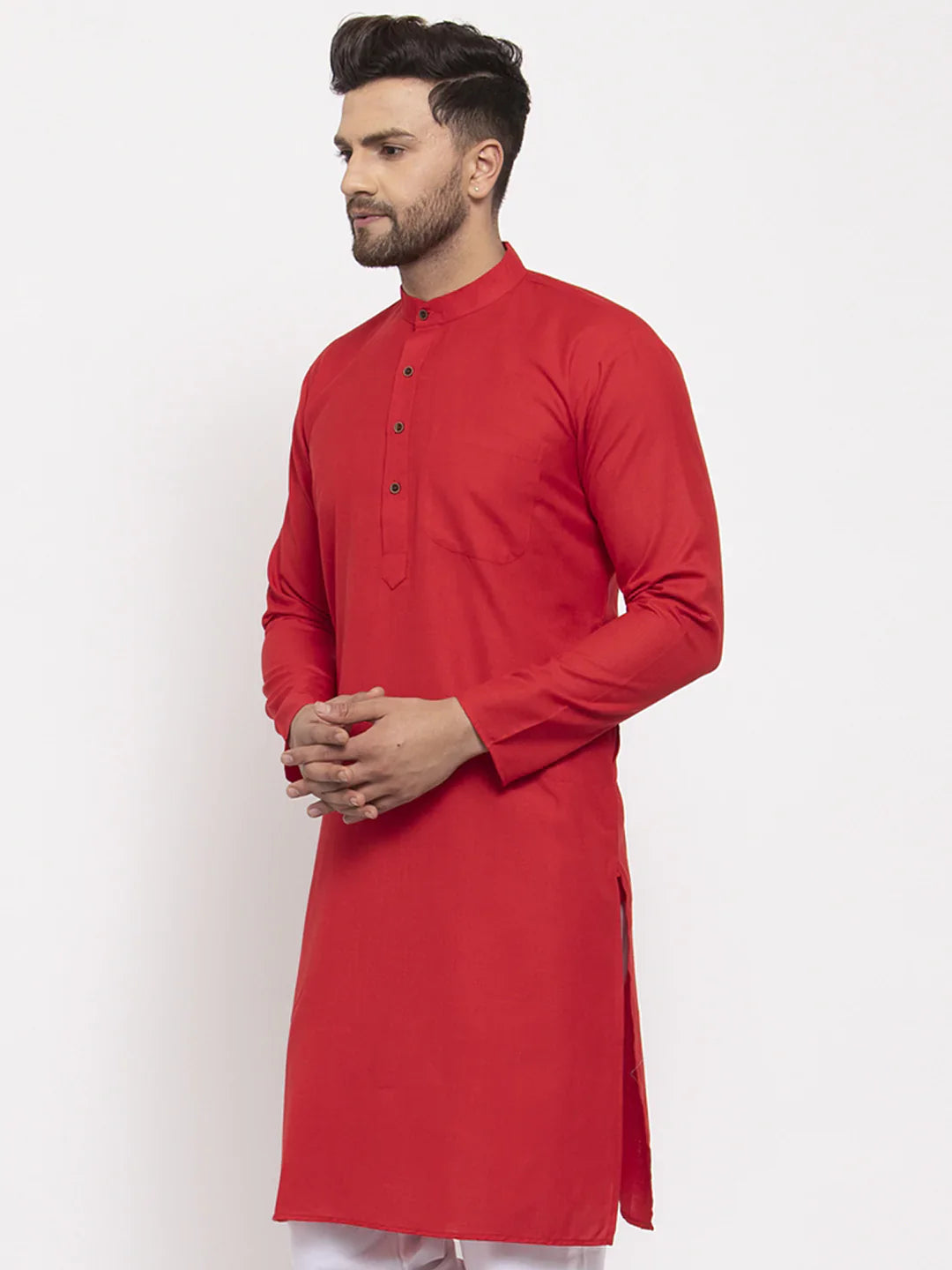 Jompers Men's Red & White Solid Kurta Only - Distacart