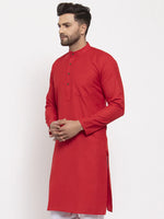 Thumbnail for Jompers Men's Red & White Solid Kurta Only - Distacart