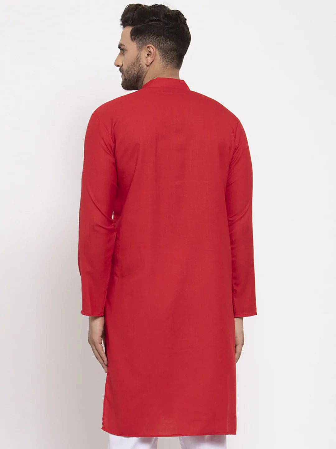 Jompers Men's Red & White Solid Kurta Only - Distacart