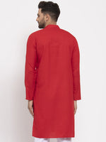 Thumbnail for Jompers Men's Red & White Solid Kurta Only - Distacart