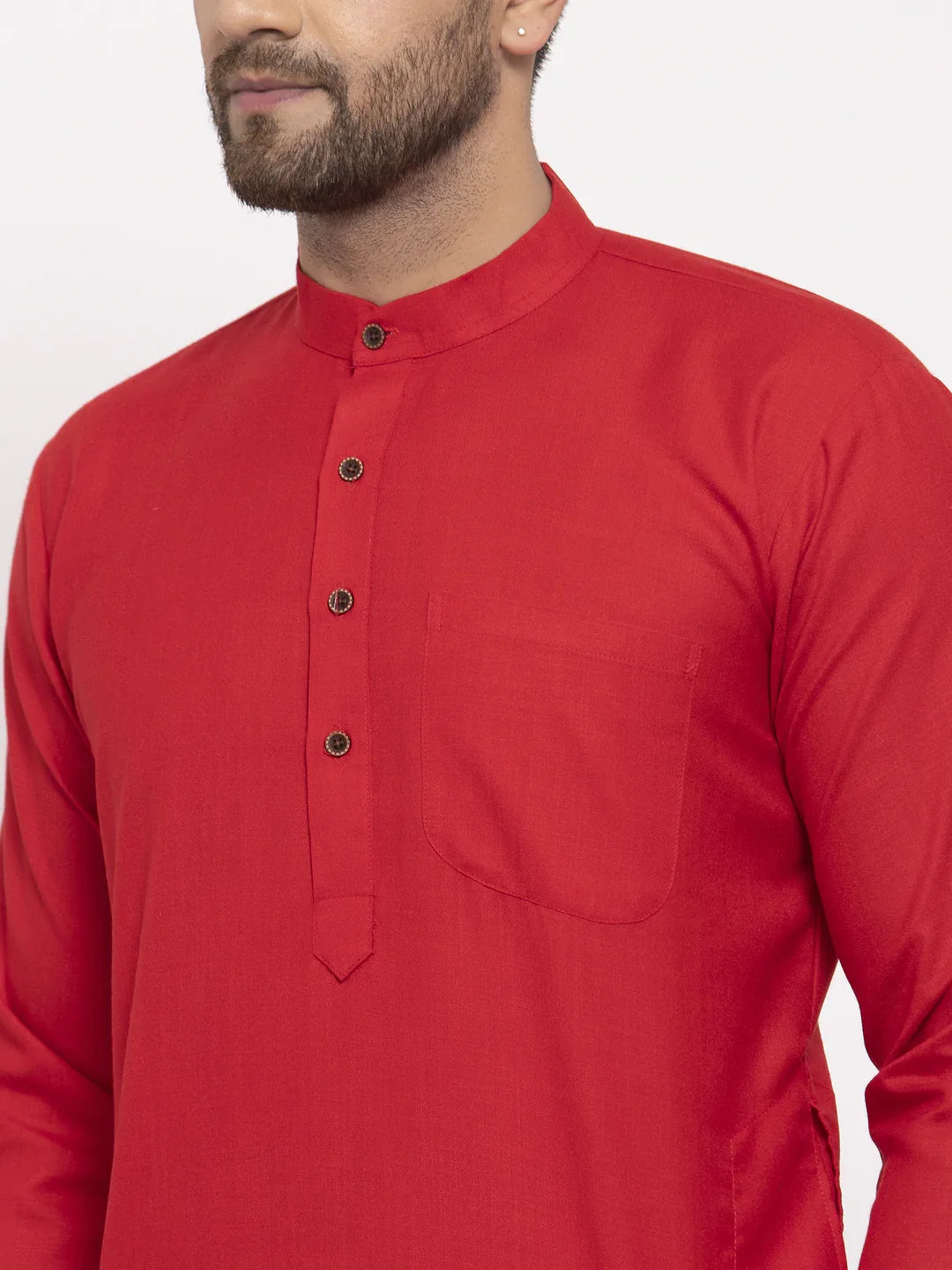 Jompers Men's Red & White Solid Kurta Only - Distacart