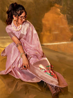 Thumbnail for NOZ2TOZ Women's Tissue Pink Woven Design Designer Saree With Blouse Piece - Distacart