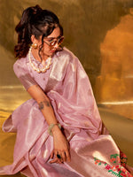 Thumbnail for NOZ2TOZ Women's Tissue Pink Woven Design Designer Saree With Blouse Piece - Distacart