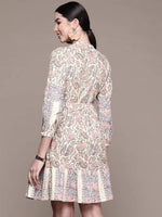 Thumbnail for Anubhutee Women Off White Ethnic Motifs Cotton A-Line Dress - Distacart