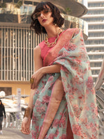 Thumbnail for NOZ2TOZ Women's Tissue Pink Woven Design Designer Saree With Blouse Piece - Distacart