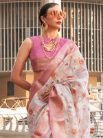 Thumbnail for NOZ2TOZ Women's Tissue Pink Woven Design Designer Saree With Blouse Piece - Distacart