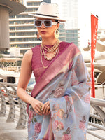 Thumbnail for NOZ2TOZ Women's Tissue Magenta Woven Design Designer Saree With Blouse Piece - Distacart