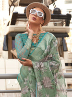 Thumbnail for NOZ2TOZ Women's Tissue Blue Woven Design Designer Saree With Blouse Piece - Distacart