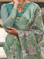 Thumbnail for NOZ2TOZ Women's Tissue Blue Woven Design Designer Saree With Blouse Piece - Distacart