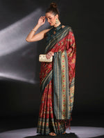 Thumbnail for NOZ2TOZ Women's Cotton Blend Maroon Printed Designer Saree With Blouse Piece - Distacart