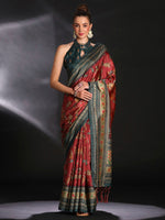Thumbnail for NOZ2TOZ Women's Cotton Blend Maroon Printed Designer Saree With Blouse Piece - Distacart