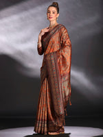 Thumbnail for NOZ2TOZ Women's Cotton Blend Rust Printed Designer Saree With Blouse Piece - Distacart