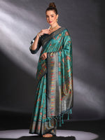 Thumbnail for NOZ2TOZ Women's Cotton Blend Blue Printed Designer Saree With Blouse Piece - Distacart