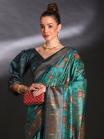 Thumbnail for NOZ2TOZ Women's Cotton Blend Blue Printed Designer Saree With Blouse Piece - Distacart