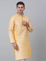 Thumbnail for Jompers Men's Golden Collar Embroidered Kurta - Distacart