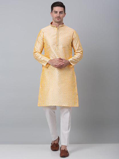 Jompers Men's Golden Collar Embroidered Kurta - Distacart
