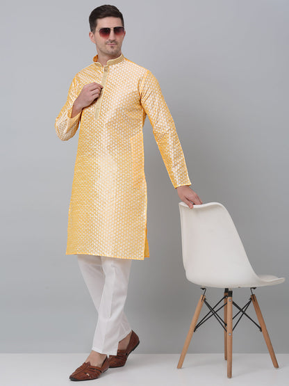 Jompers Men's Golden Collar Embroidered Kurta - Distacart
