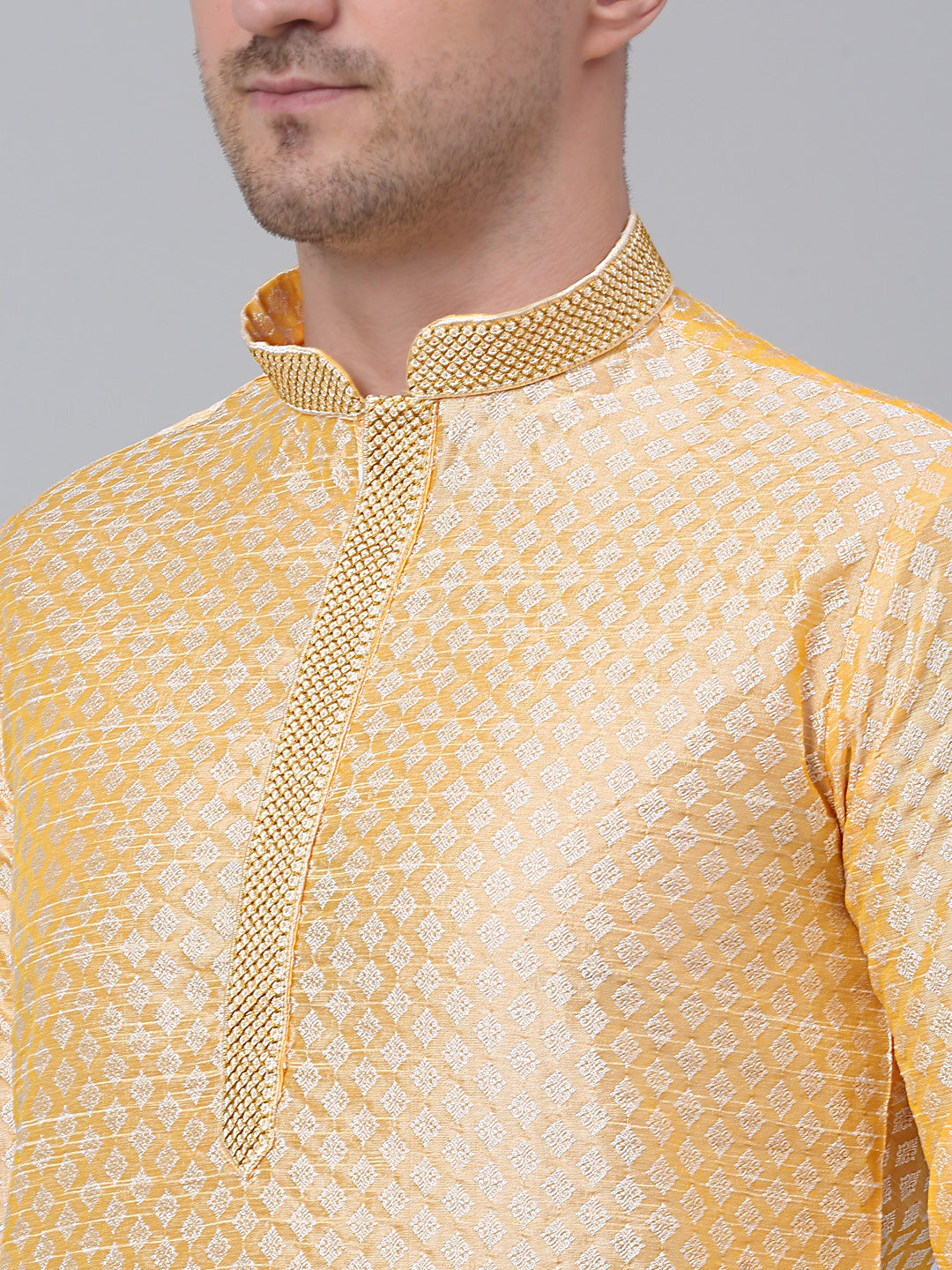 Jompers Men's Golden Collar Embroidered Kurta - Distacart