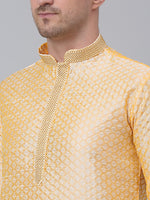 Thumbnail for Jompers Men's Golden Collar Embroidered Kurta - Distacart