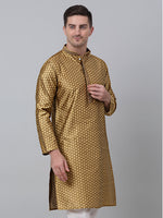 Thumbnail for Jompers Men's Mustard Collar Embroidered Kurta - Distacart