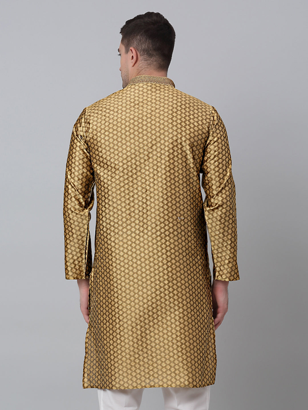 Jompers Men's Mustard Collar Embroidered Kurta - Distacart