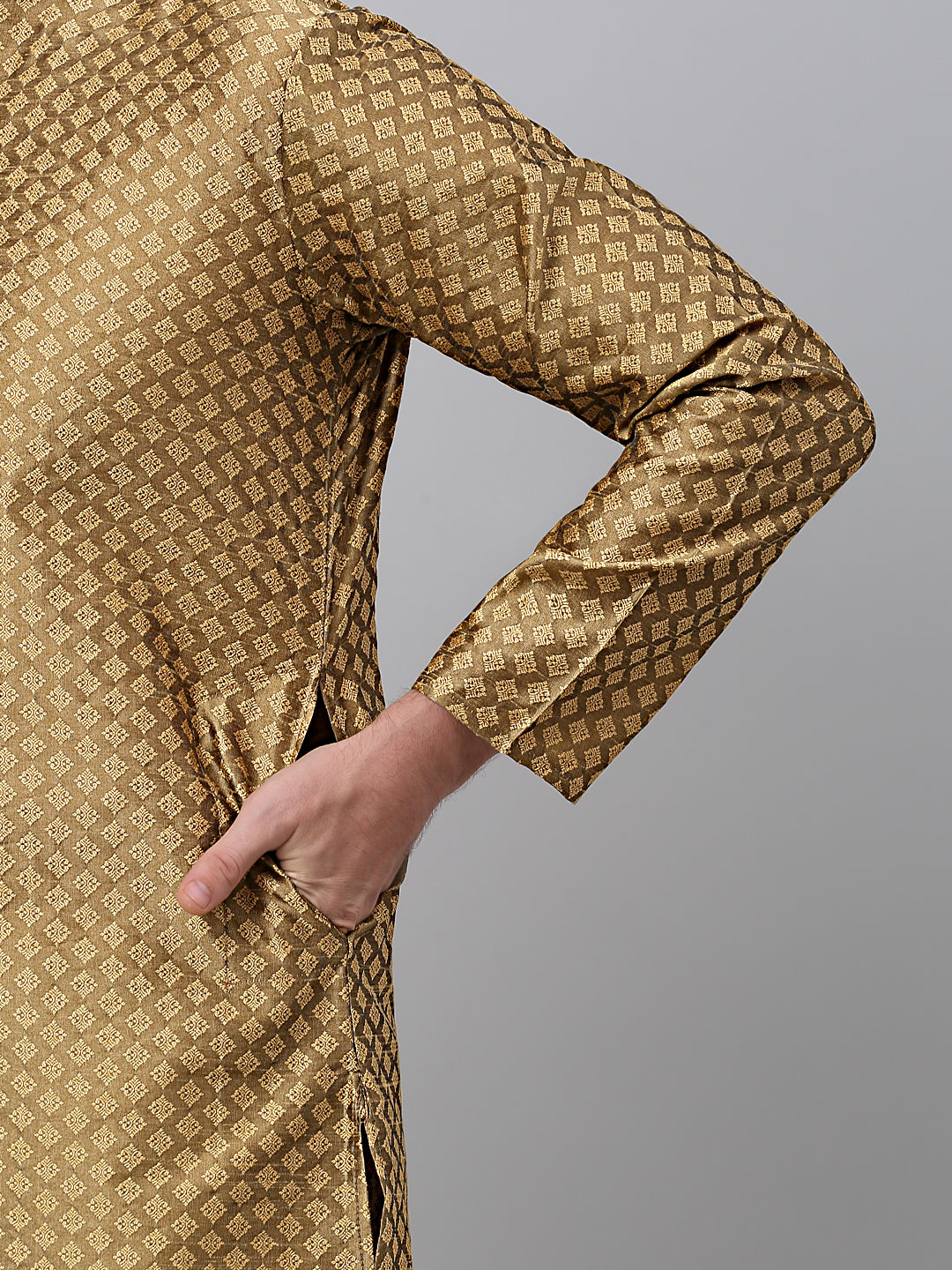 Jompers Men's Mustard Collar Embroidered Kurta - Distacart