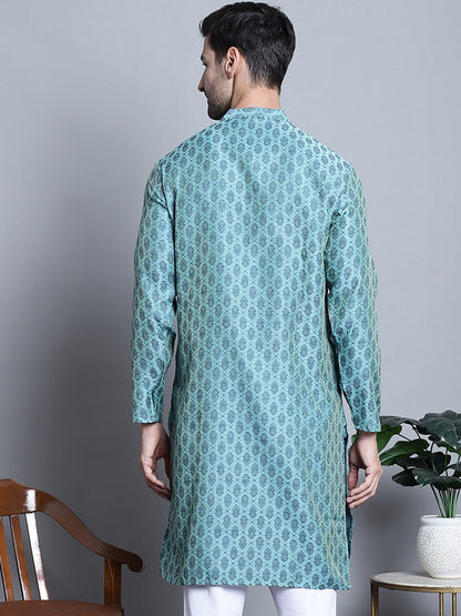 Jompers Men's Blue Woven Design Kurta Only - Distacart