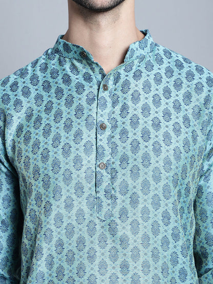 Jompers Men's Blue Woven Design Kurta Only - Distacart