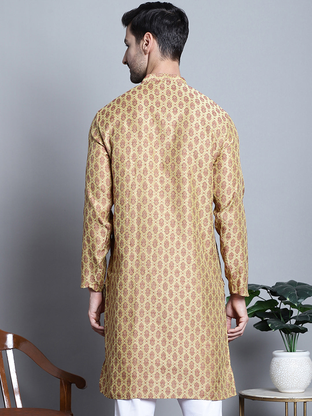 Jompers Men's Yellow Woven Design Kurta Only - Distacart