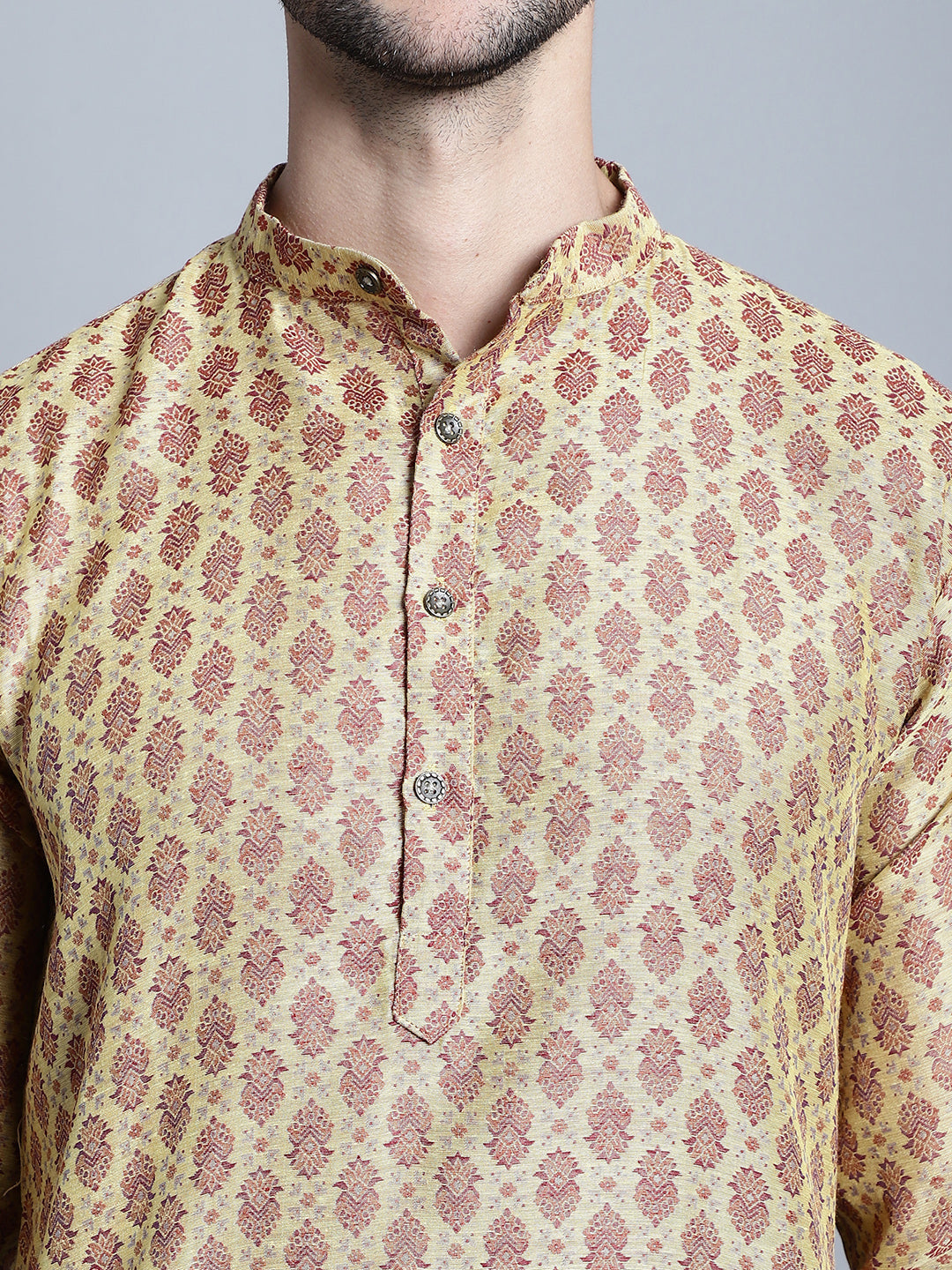 Jompers Men's Yellow Woven Design Kurta Only - Distacart