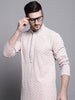 Jompers Men's Sequin Embroidered Pure Cotton Kurta - Peach - Distacart