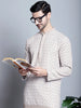 Jompers Men's Chikankari Embroidered Kurta Only - Beige - Distacart