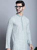 Jompers Men's Chikankari Embroidered Kurta Only - Blue - Distacart
