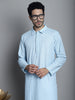 Jompers Men's Chikankari Embroidered and Sequence Kurta Only - Sky Blue - Distacart