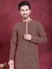 Jompers Men's Sequins Embroidered Kurta - Orange - Distacart