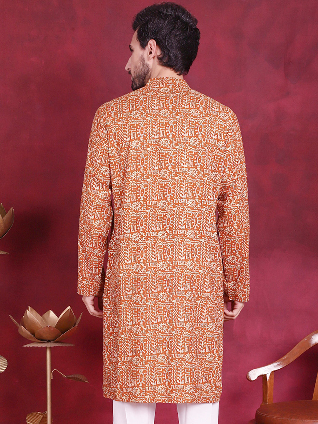 Jompers Men's Digital Printed Kurta - Mustard - Distacart