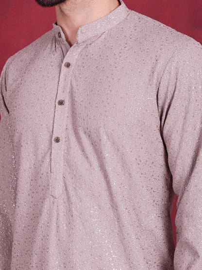 Jompers Men's Sequins Chikankari Kurta - Grey - Distacart