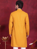 Thumbnail for Jompers Men's Sequins Chikankari Kurta - Mustard - Distacart