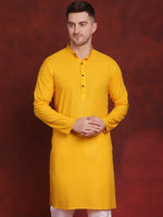 Thumbnail for Jompers Men's Sequins Chikankari Kurta - Yellow - Distacart