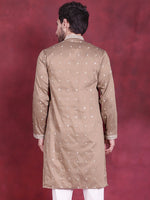 Thumbnail for Jompers Men's Sequins Embroidered Kurta - Beige - Distacart